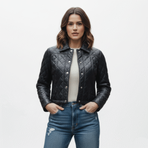 Diamond Quilt Leather Shirt Jacket