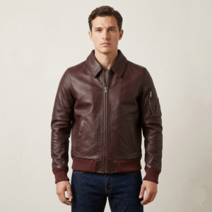 The Maverick Oxblood Genuine Leather Bomber Jacket