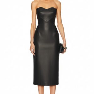 The Siren Strapless Genuine Leather Midi Dress