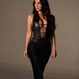 Archive Plunge Leather Cage Vest